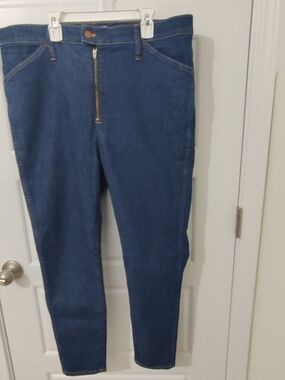Madewell Dark Blue Skinny Jeans with Front Zip